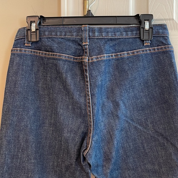 J Crew Women’s dark wash wide leg jeans size 4 with brown thread - Picture 5 of 5